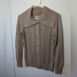 RW&CO Women Sweater Brown Color Size Small Style Crochet Buttons Closure